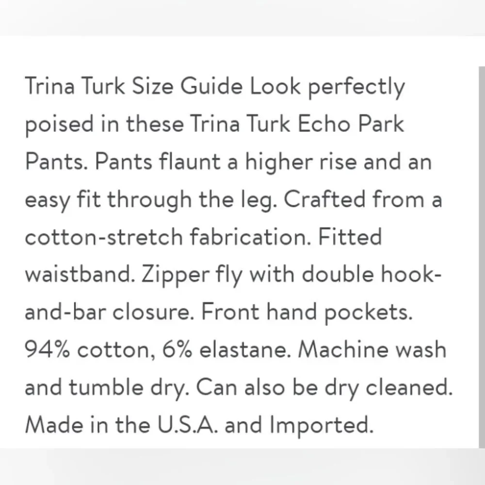 Trina Turk Echo Park black ankle pants size 2